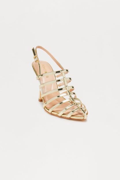 Viviette Metallic Slingback Pumps - Gold