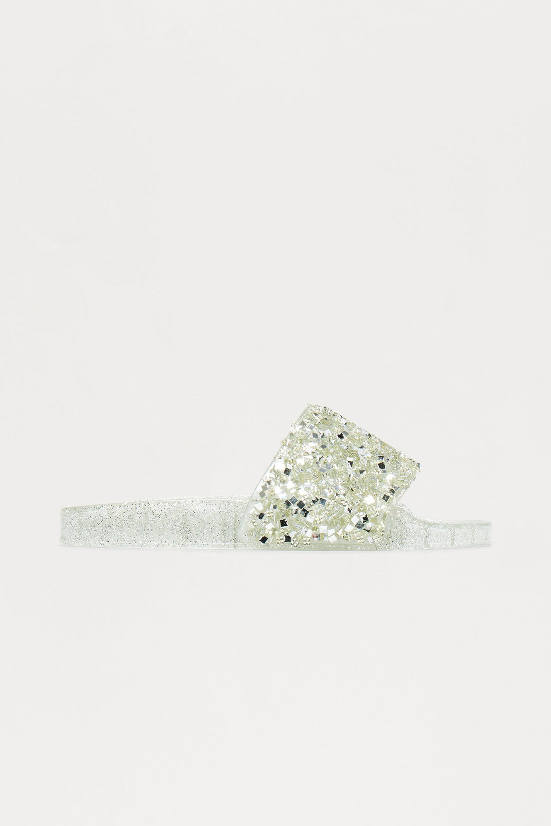 Paisy Glitter Jelly Slides - Silver