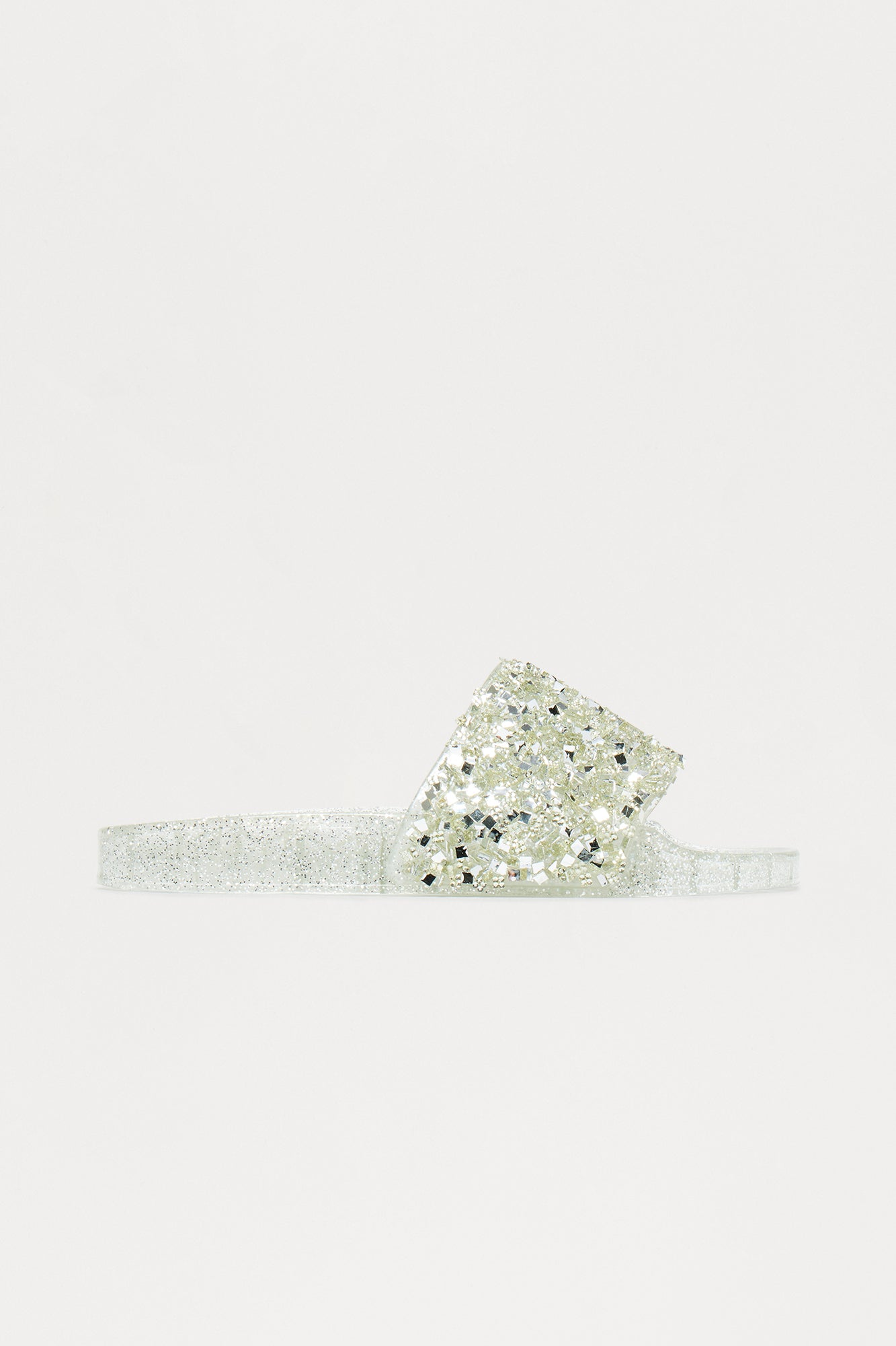 Paisy Glitter Jelly Slides - Silver