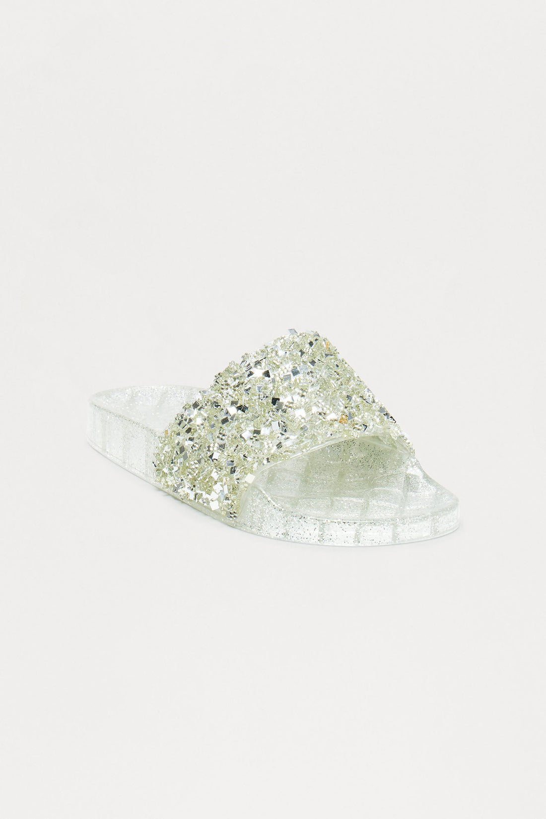 Paisy Glitter Jelly Slides - Silver