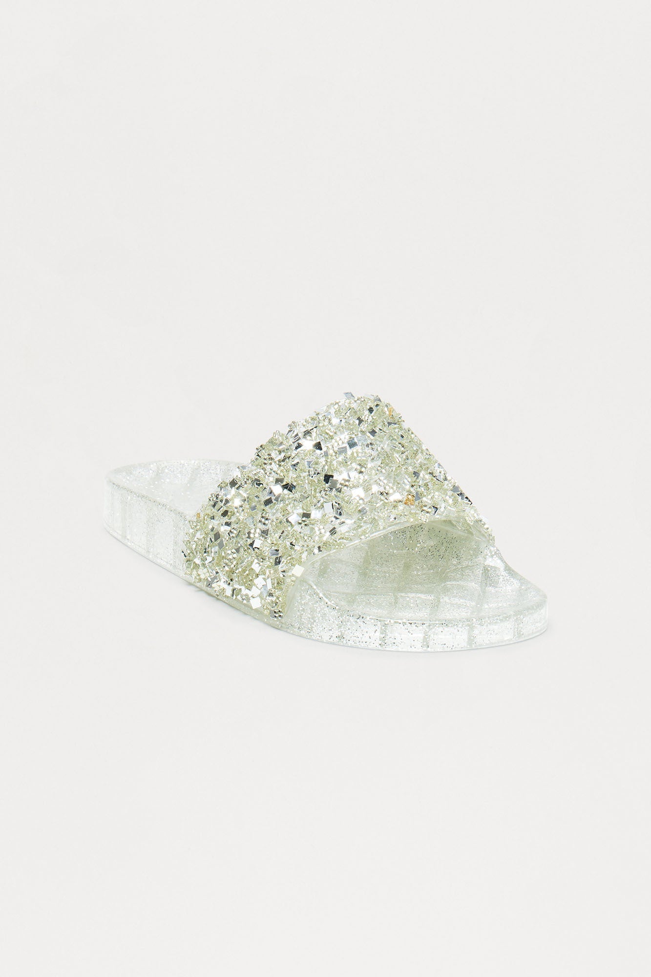 Paisy Glitter Jelly Slides - Silver