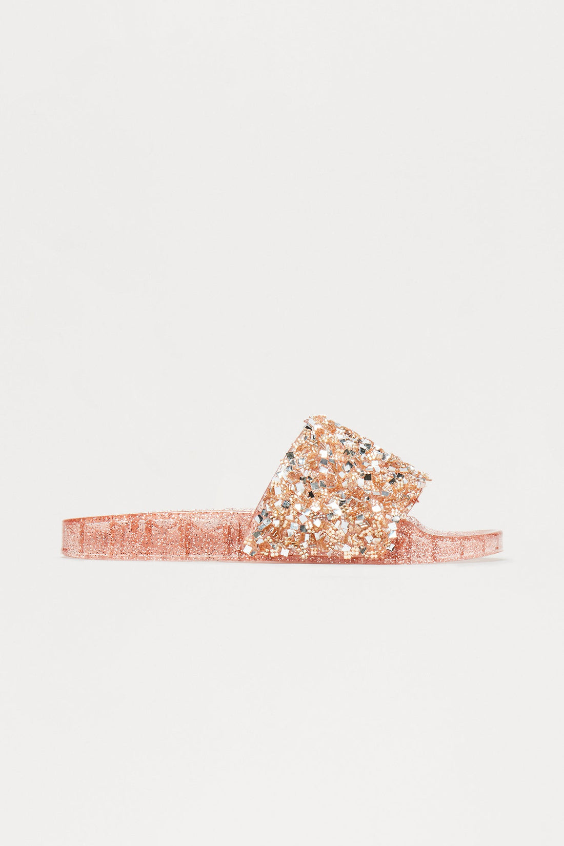 Paisy Glitter Jelly Slides - Rose Gold