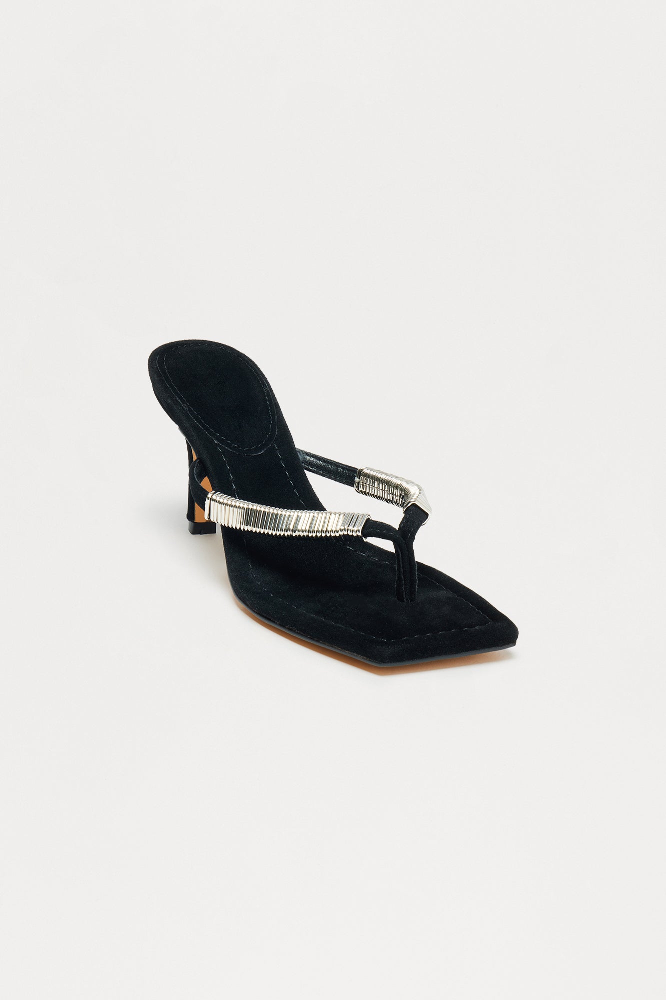 Easier Suede Thong Heels - Black
