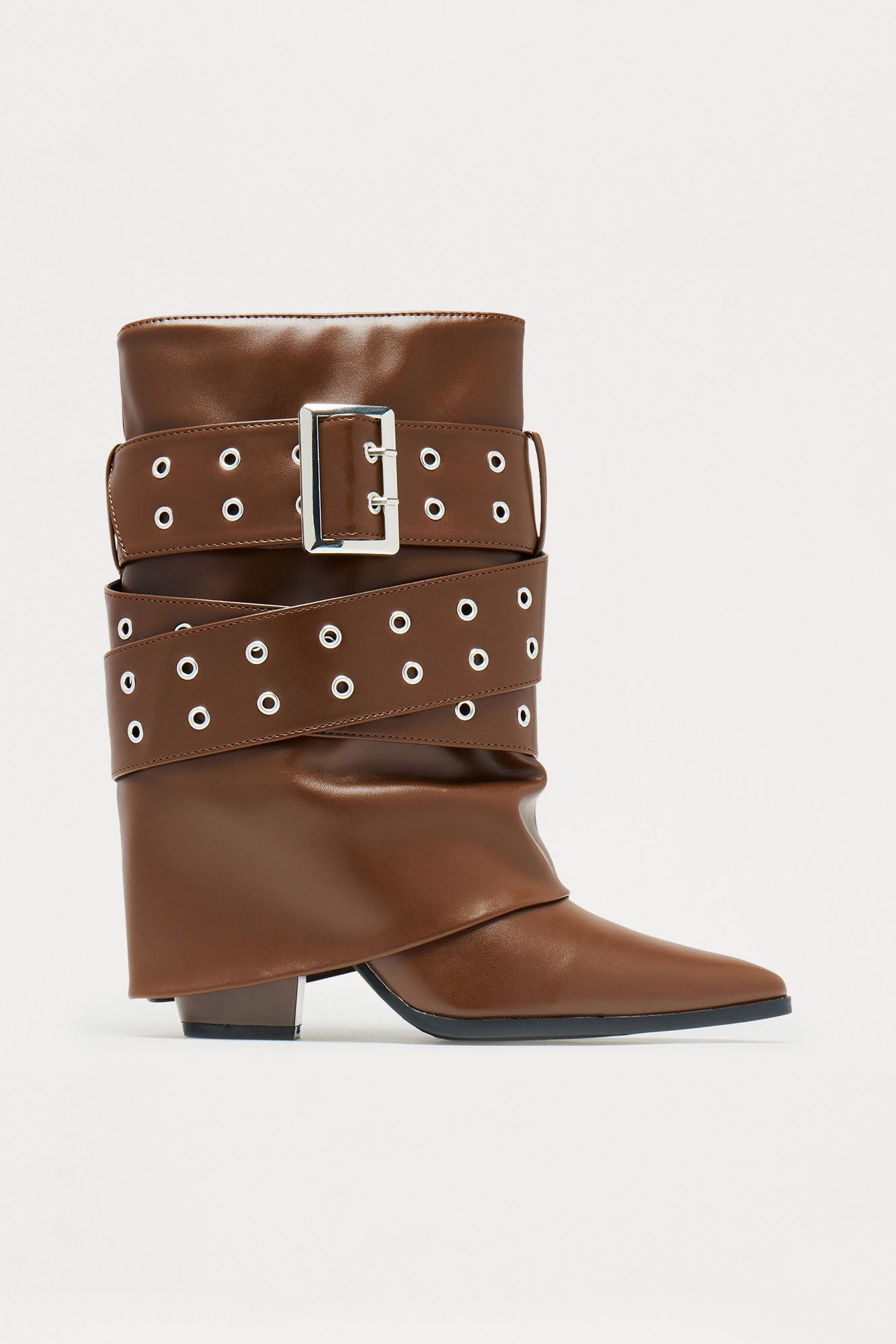 Loxley Buckle Overlay Boots - Chocolate