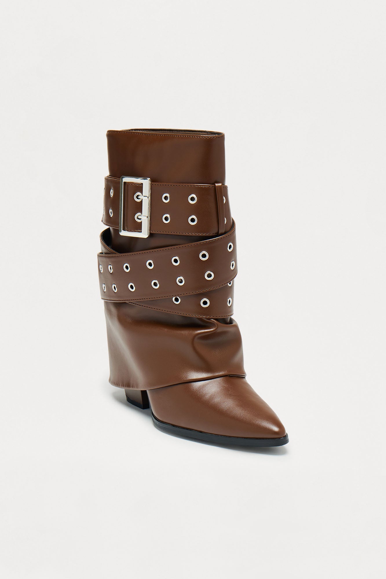 Loxley Buckle Overlay Boots - Chocolate