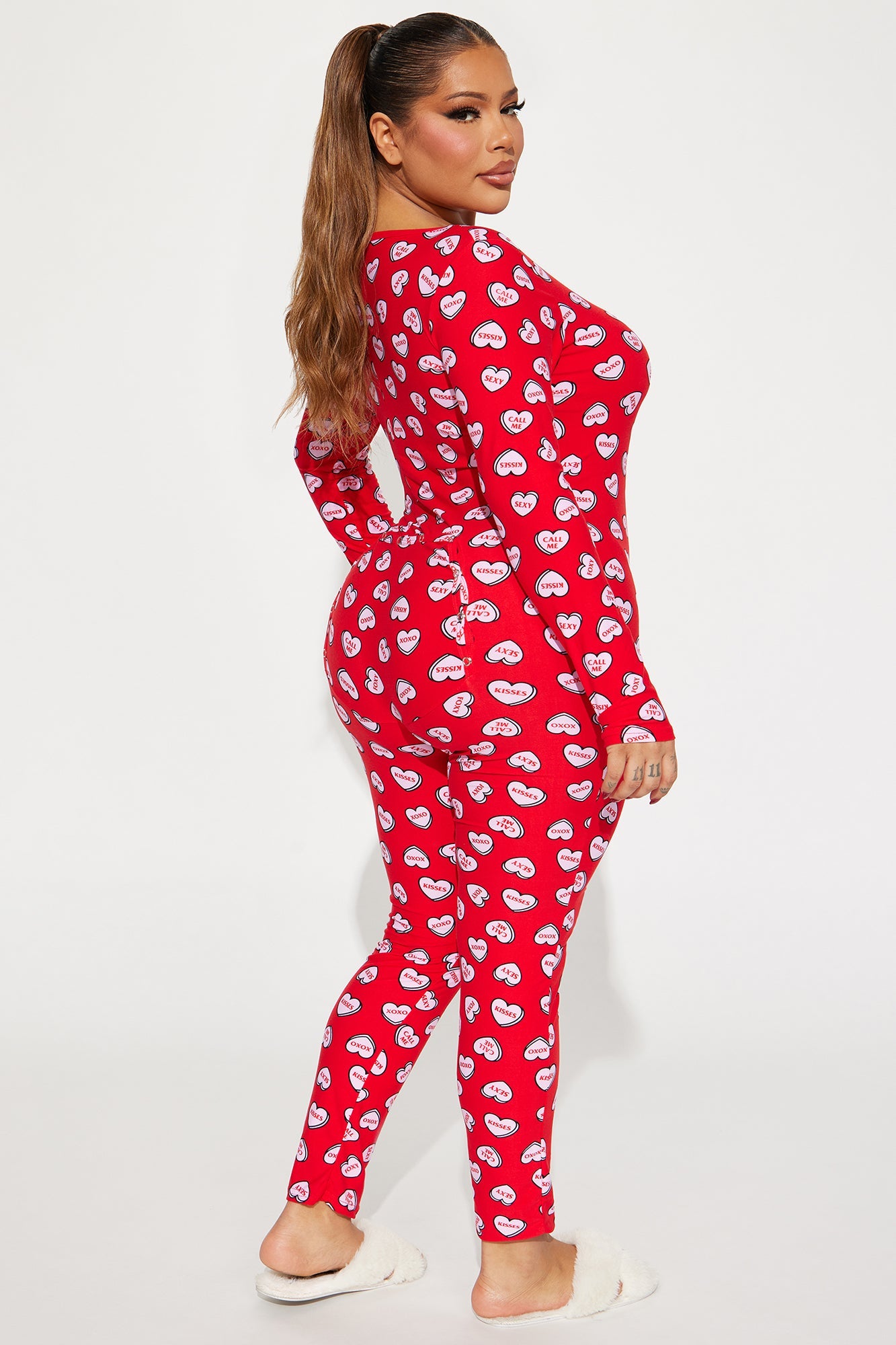 Candy Hearts PJ Jumpsuit Onesie - Red/combo