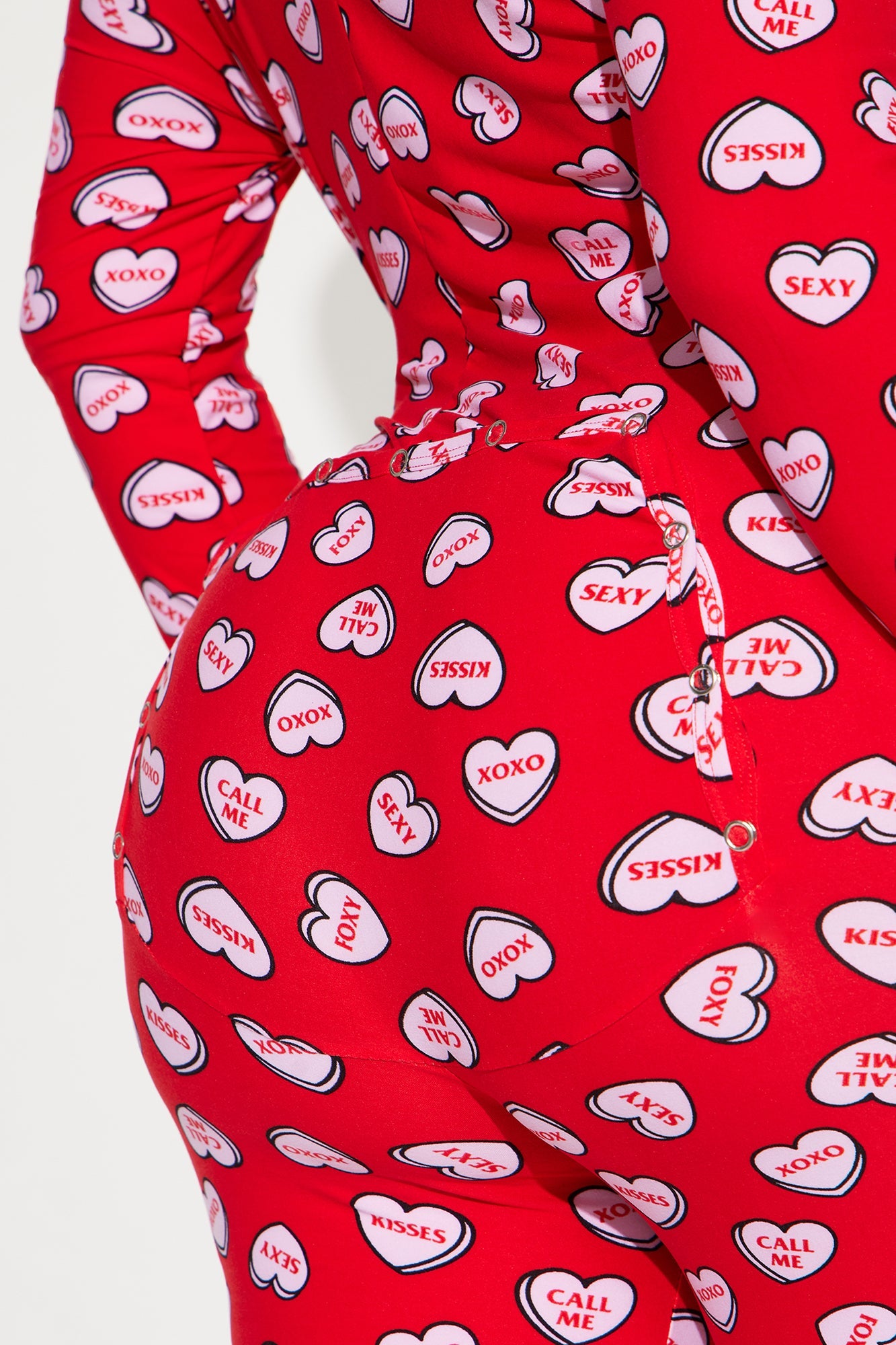 Candy Hearts PJ Jumpsuit Onesie - Red/combo