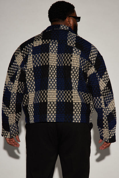 Beverly Tweed Cropped Chore Jacket - Navy/combo