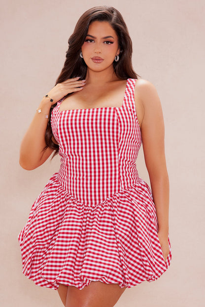 Austin Poplin Mini Dress - Red/White