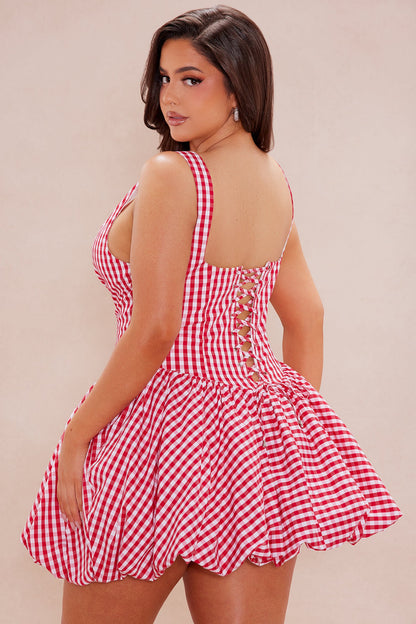 Austin Poplin Mini Dress - Red/White