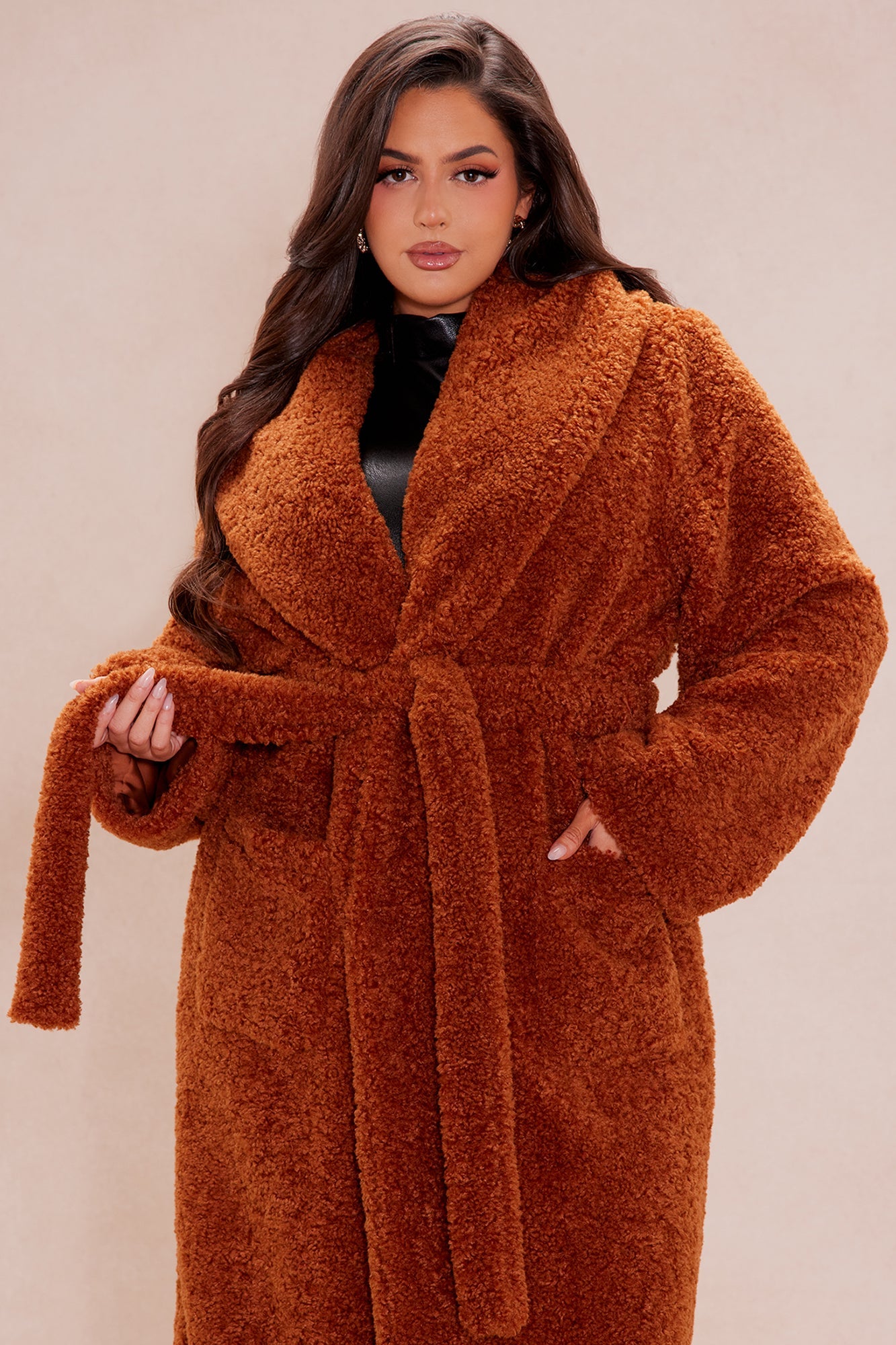 Alyssa Faux Fur Coat - Cognac