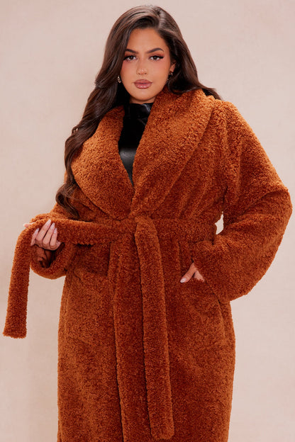 Alyssa Faux Fur Coat - Cognac