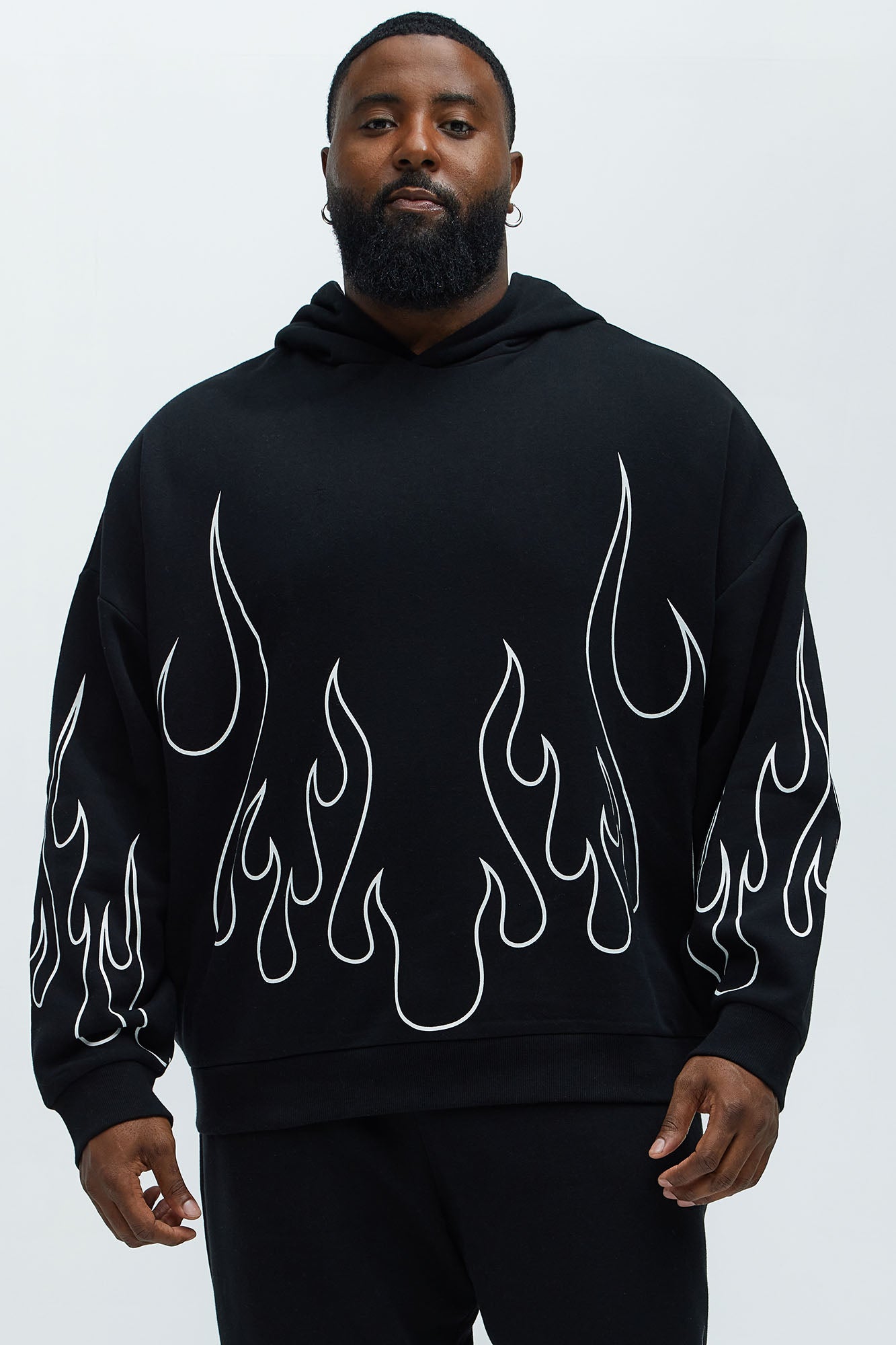 Tyson Chase Flame Oversized Hoodie - Black/combo