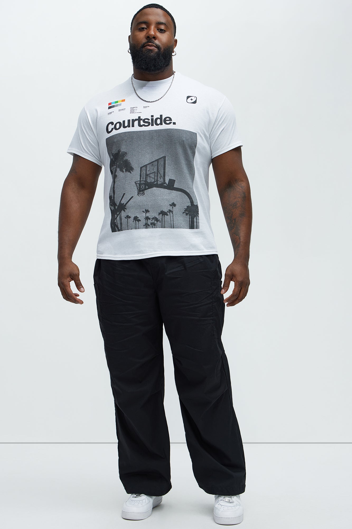 Courtside Palm Short Sleeve Tee - White