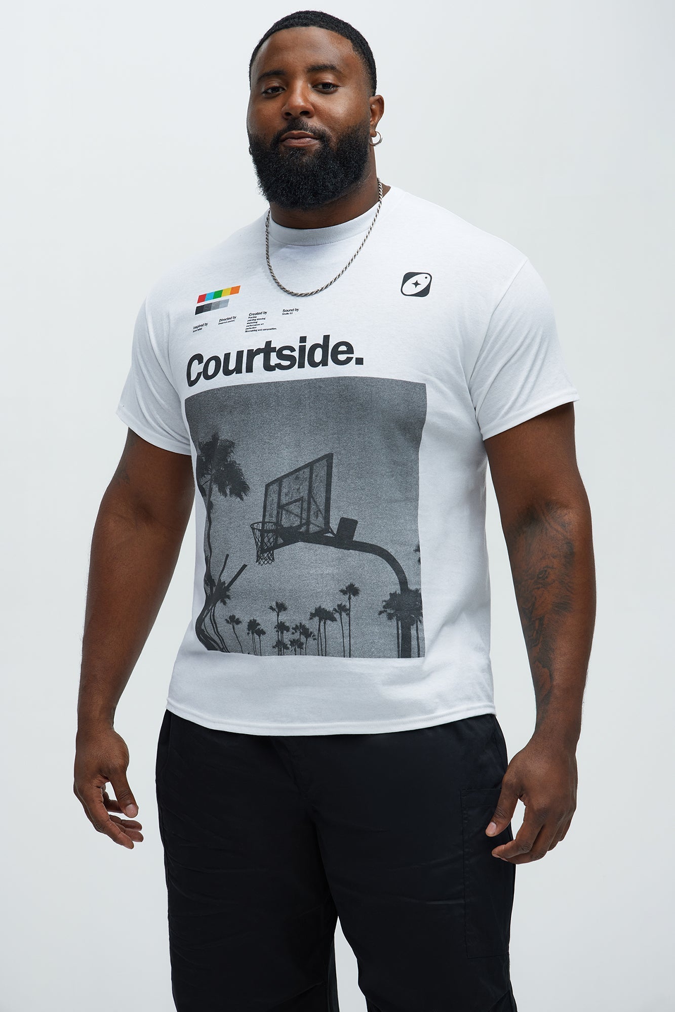 Courtside Palm Short Sleeve Tee - White