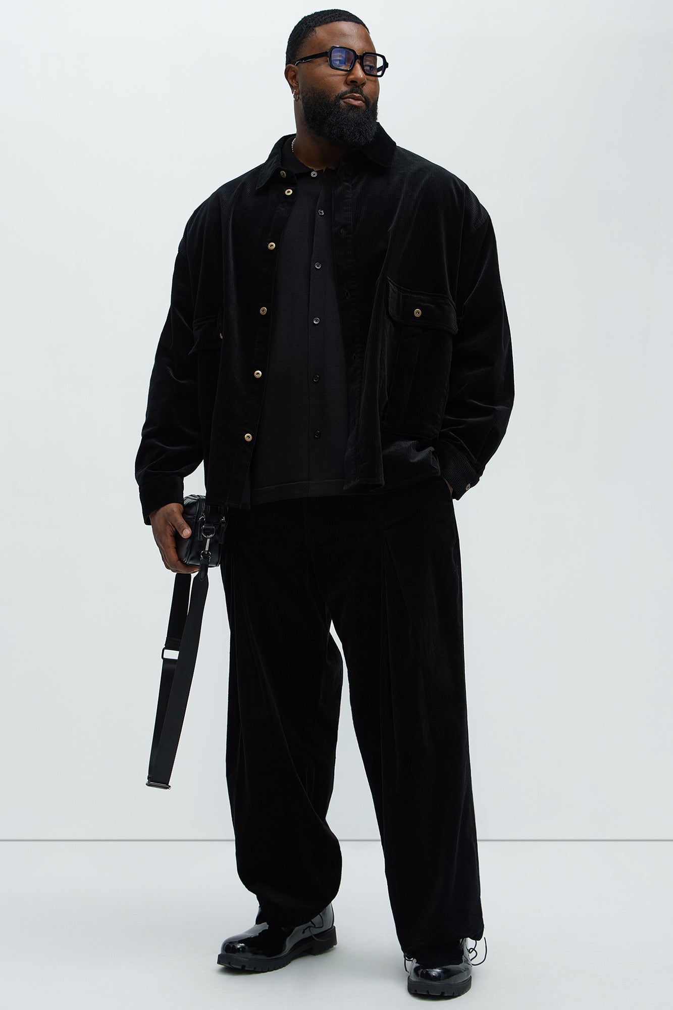 Anderson Corduroy Button Up Shirt - Black