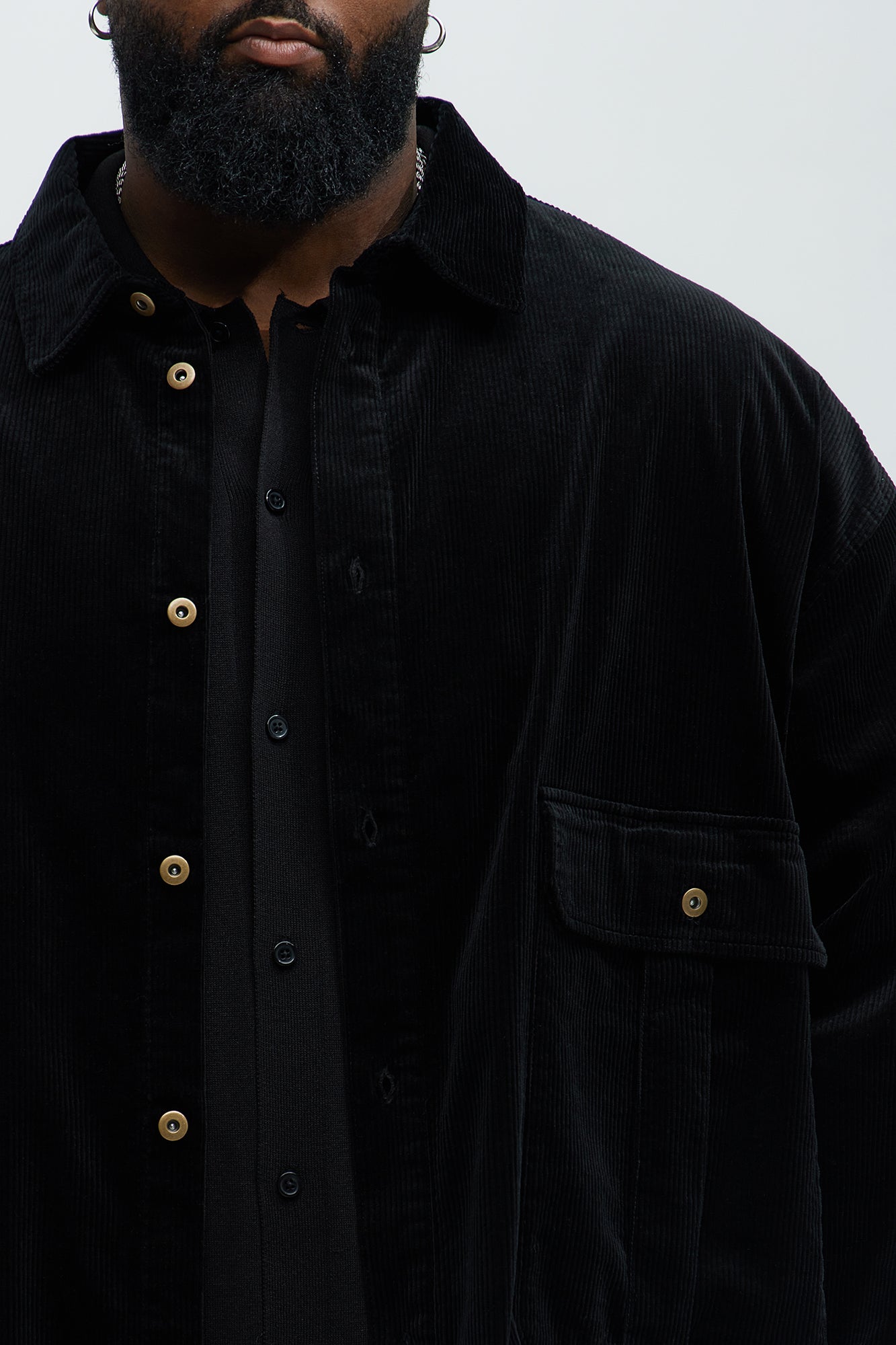 Anderson Corduroy Button Up Shirt - Black