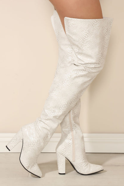 Serious Business Over The Knee Boots - White/combo