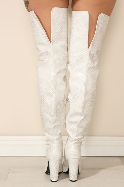 Serious Business Over The Knee Boots - White/combo