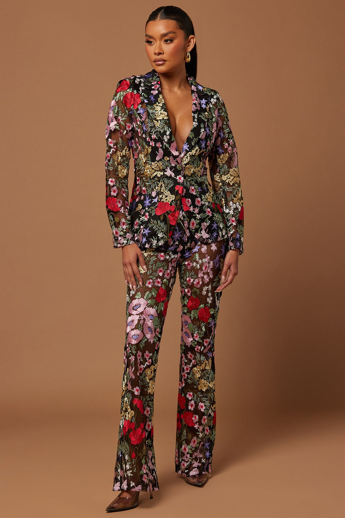 Erin Embroidered Blazer - Black/combo