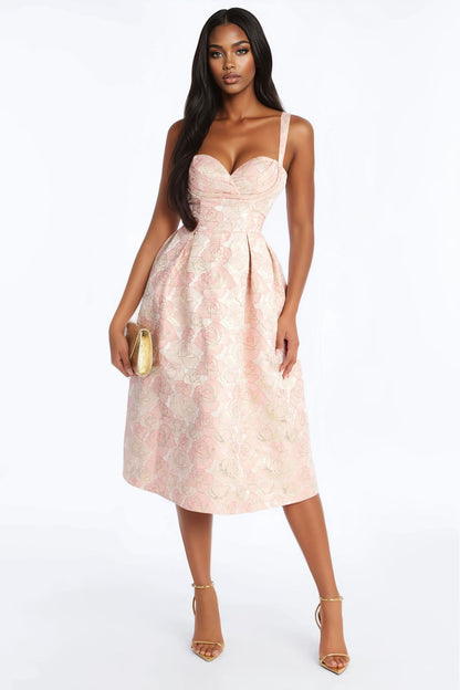 Enchanted Floral Midi Dress - Light Pink