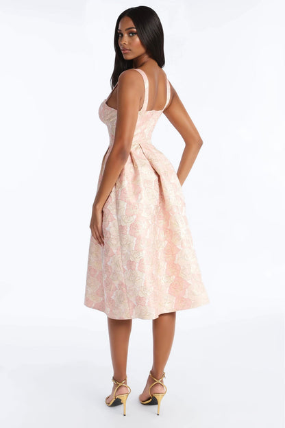 Enchanted Floral Midi Dress - Light Pink