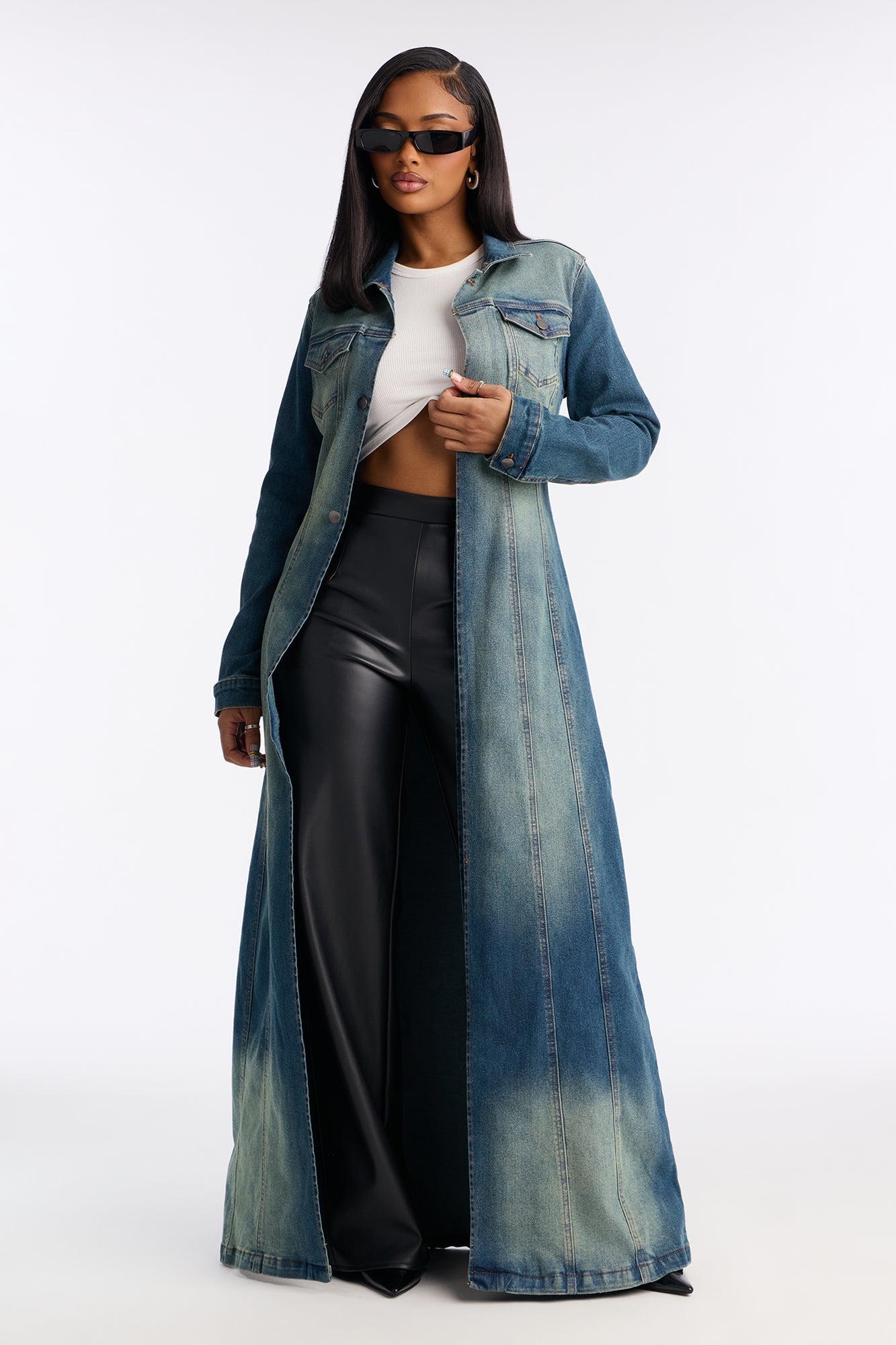 Follow My Lead Denim Trench - Dark Wash