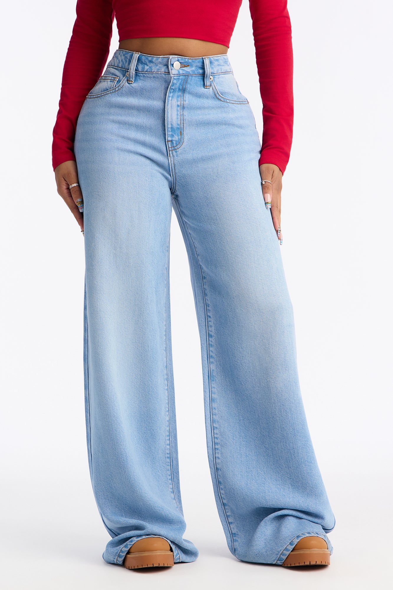 The French Riviera Drapey Denim Jeans - Light Wash
