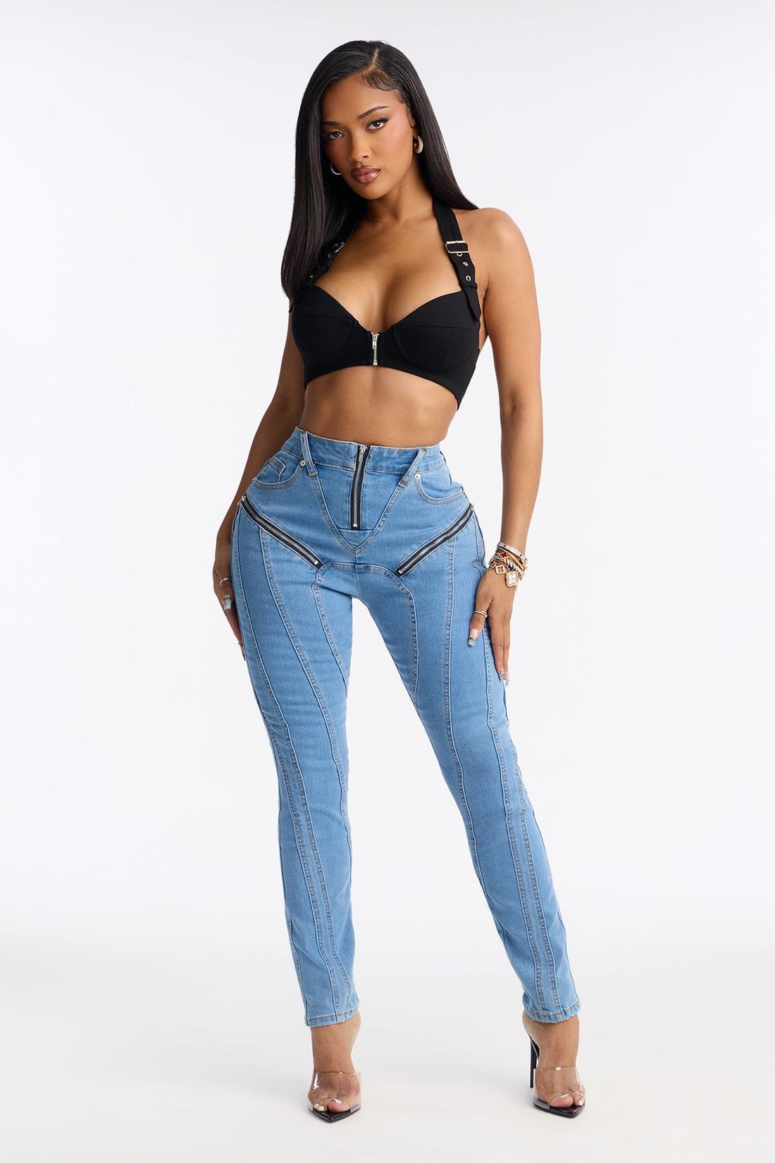 Match Made Moto Skinny Jeans - Light Blue Wash