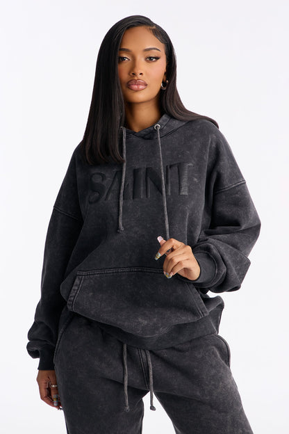 Saint Washed Fleece Hoodie Jogger Pant Set - Charcoal
