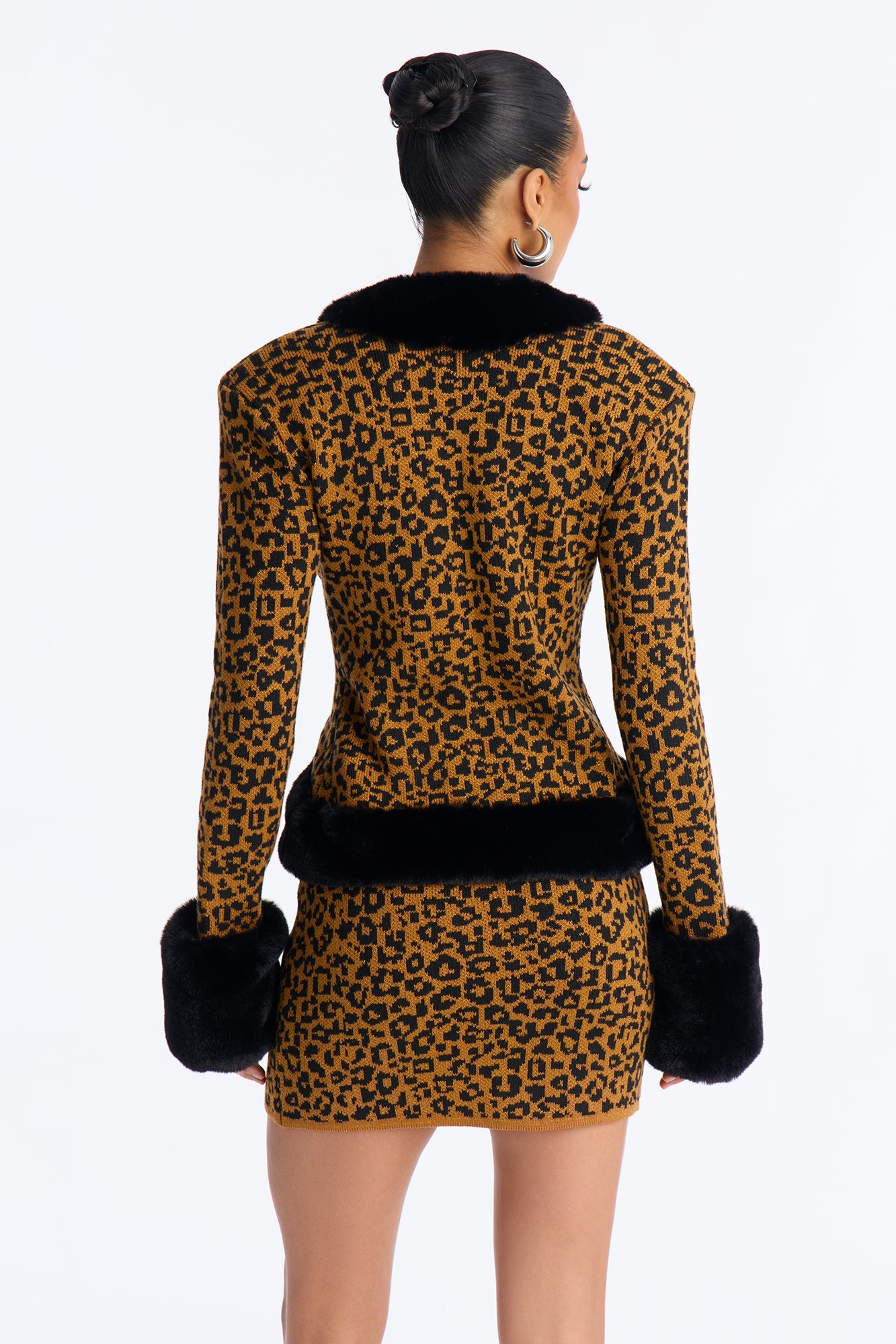 Hooked On You Leopard Sweater Mini Skirt Set - Brown/combo