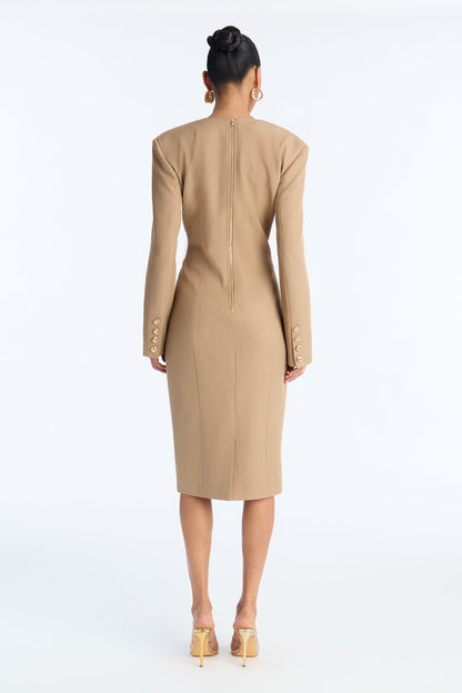 Subtle Control Blazer Midi Dress - Mocha