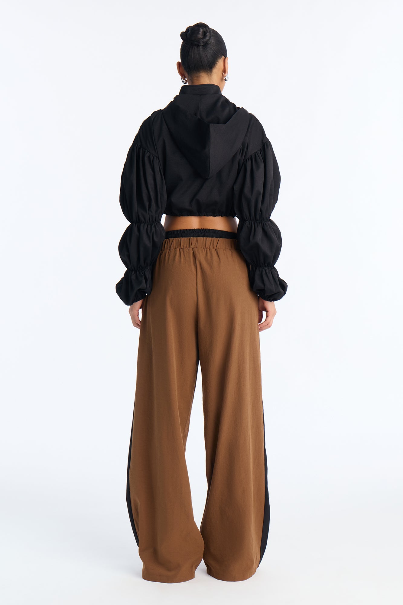 In The Mix Double Waistband Pant Set - Brown/combo