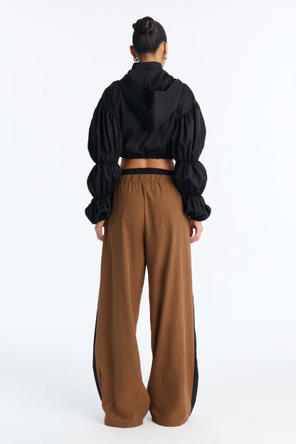 In The Mix Double Waistband Pant Set - Brown/combo