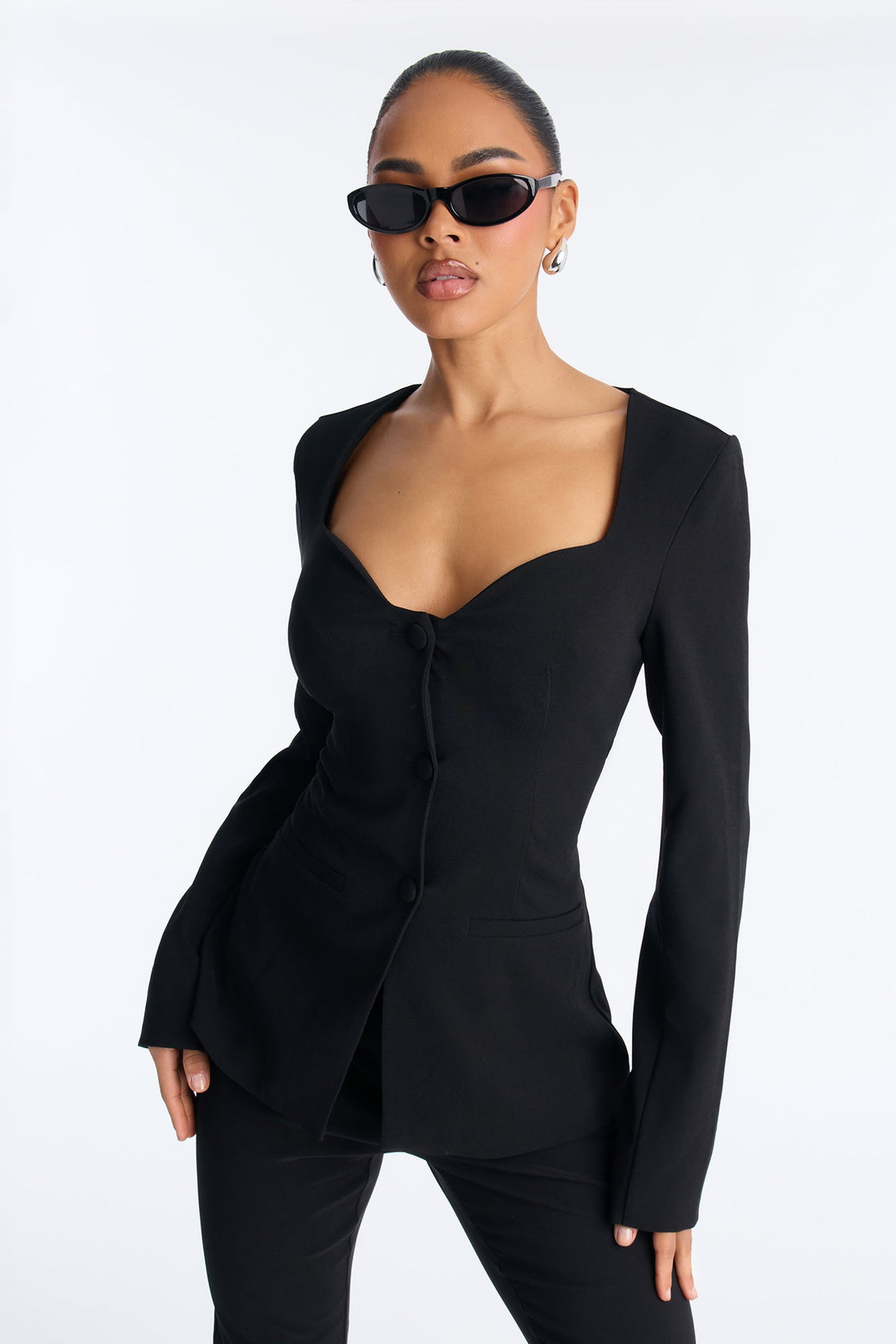 Bianca Blazer Capri Set - Black