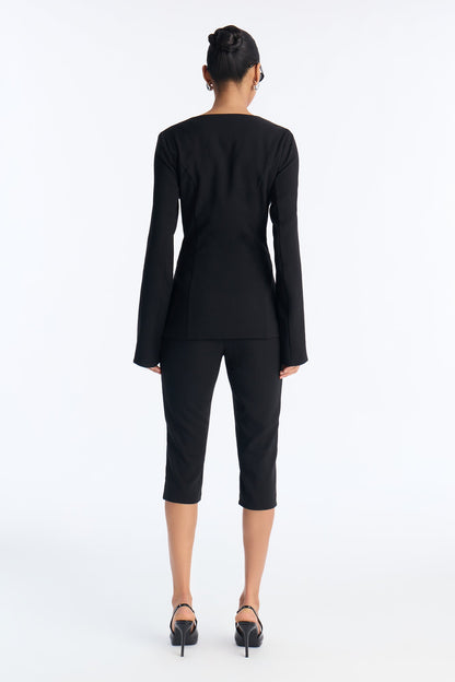 Bianca Blazer Capri Set - Black