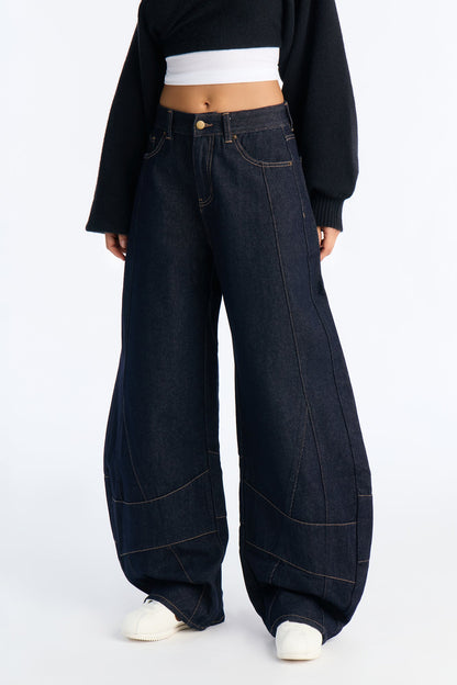 Soho Meet Cute Baggy Non Stretch Jeans - Dark Denim