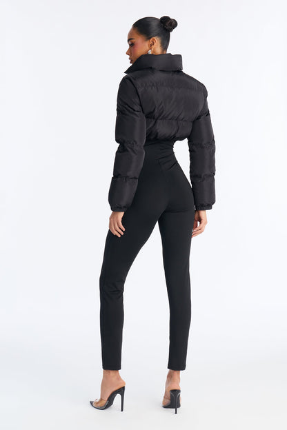 Up Your Alley Puffer Skinny Leg Jumpsuit - Black