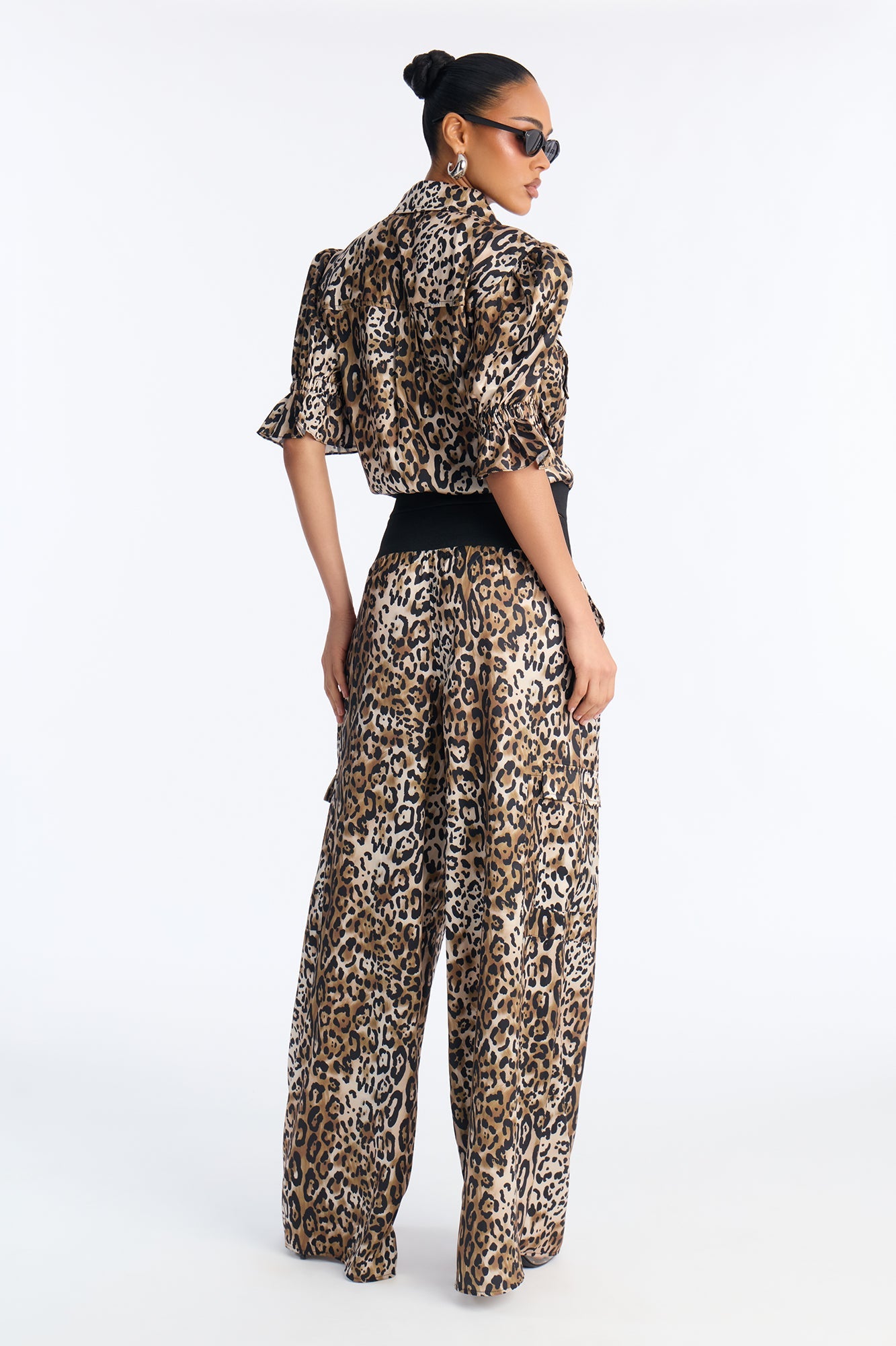 Wild Intuition Leopard Print Pant Set - Brown Combo