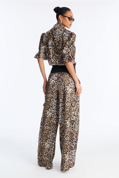 Wild Intuition Leopard Print Pant Set - Brown Combo