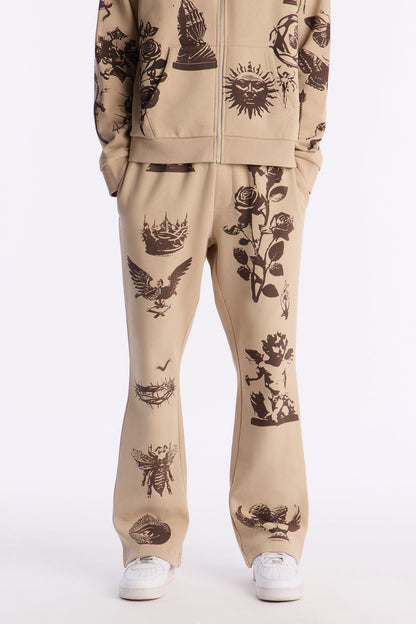 Rogue Culture Skinny Flare Sweatpants - Taupe