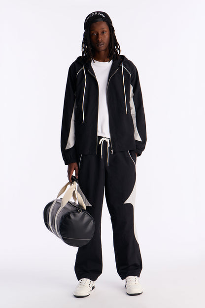 Relaxed Aura Coded Hooded Track Jacket - Black