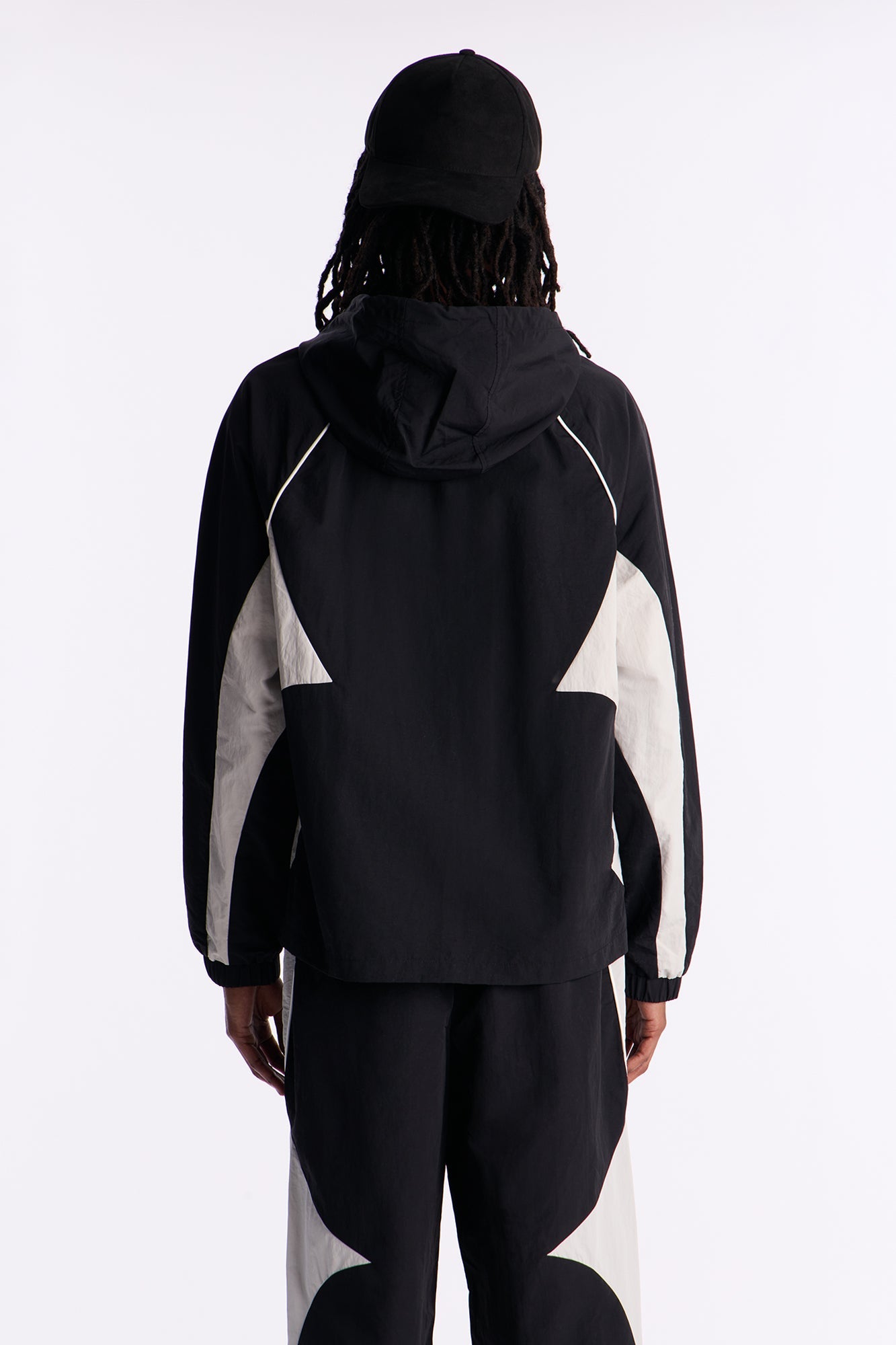 Relaxed Aura Coded Hooded Track Jacket - Black