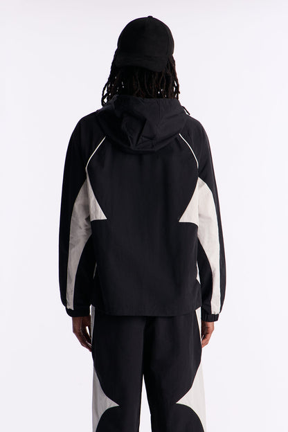 Relaxed Aura Coded Hooded Track Jacket - Black