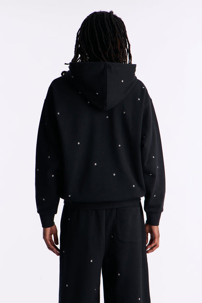 Savage Rhinestone Zip Hoodie - Black