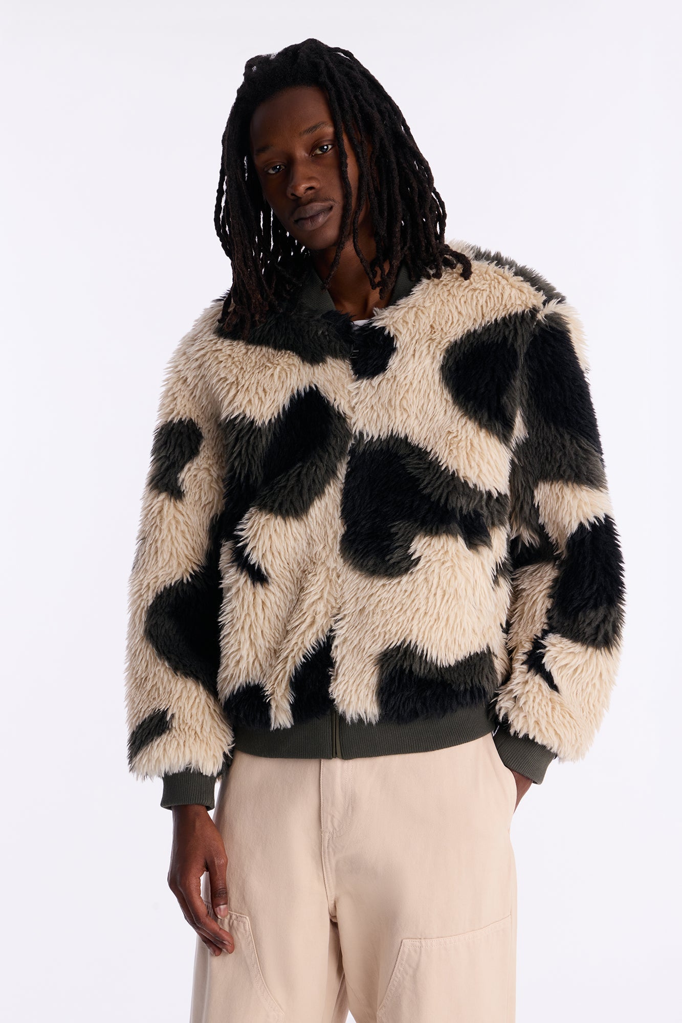 Grunt Faux Fur Camo Bomber Jacket - Camouflage