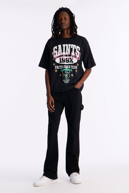 Stacked Skinny Flare Textured Carpenter Jean - Black Wash