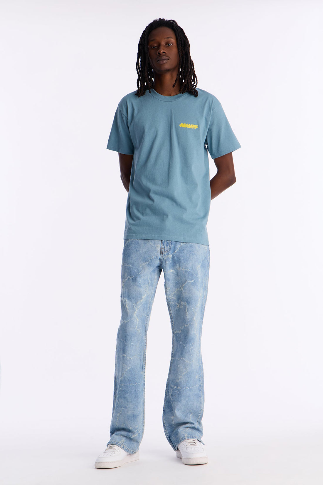 Stacked Slim Flare Surf Fray Slit Jean - Light Blue Wash