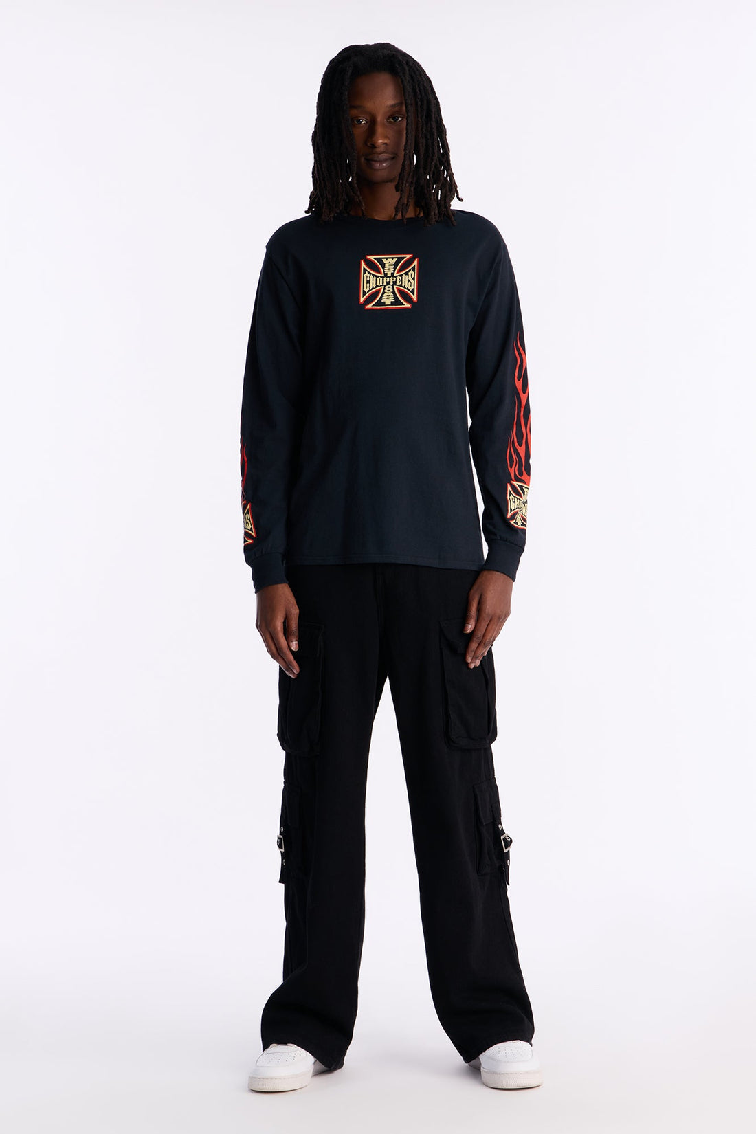 West Coast Choppers Flamed Long Sleeve Tee - Black