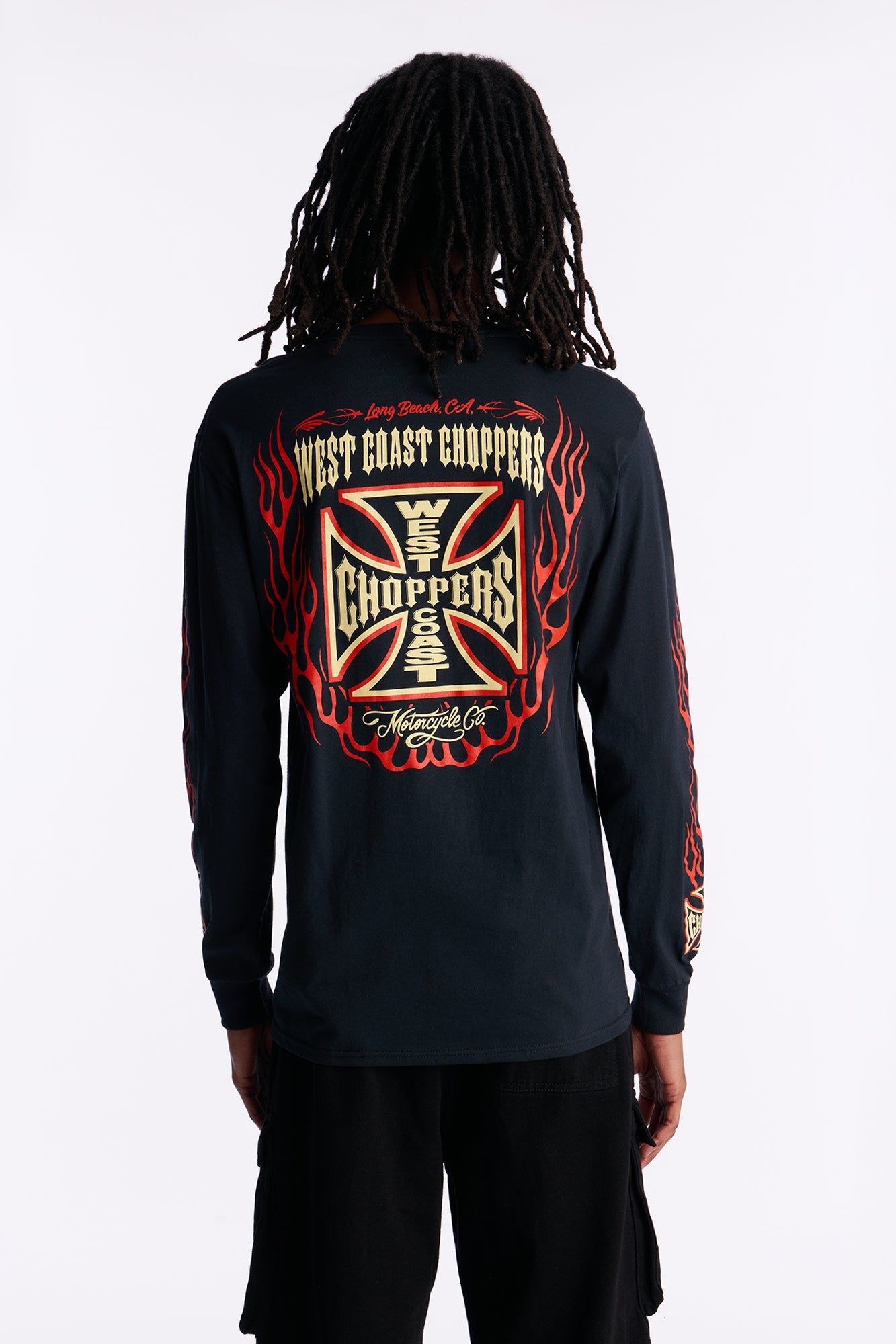 West Coast Choppers Flamed Long Sleeve Tee - Black